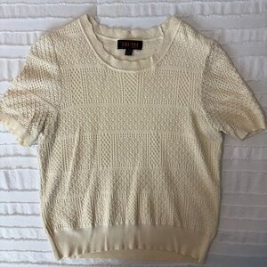 TRUTH by Republic Cream Textured Short Sleeve Knit Top